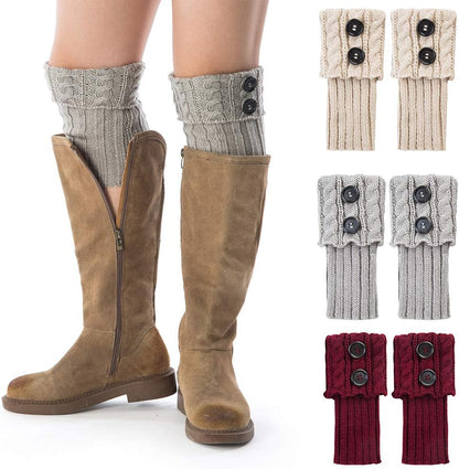 REDESS Women Boot Knit Cuffs,Short Crochet Leg Warmers, Variety of Styles Winter Warm Cuff Socks 3 Pairs