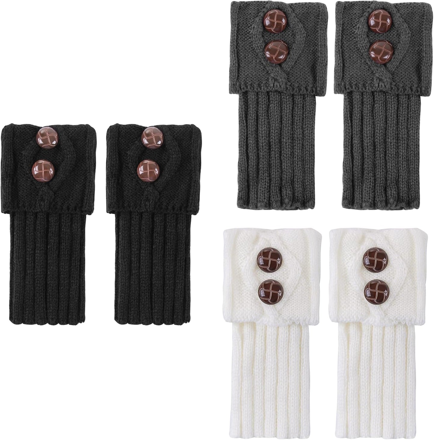 REDESS Women Boot Knit Cuffs,Short Crochet Leg Warmers, Variety of Styles Winter Warm Cuff Socks 3 Pairs
