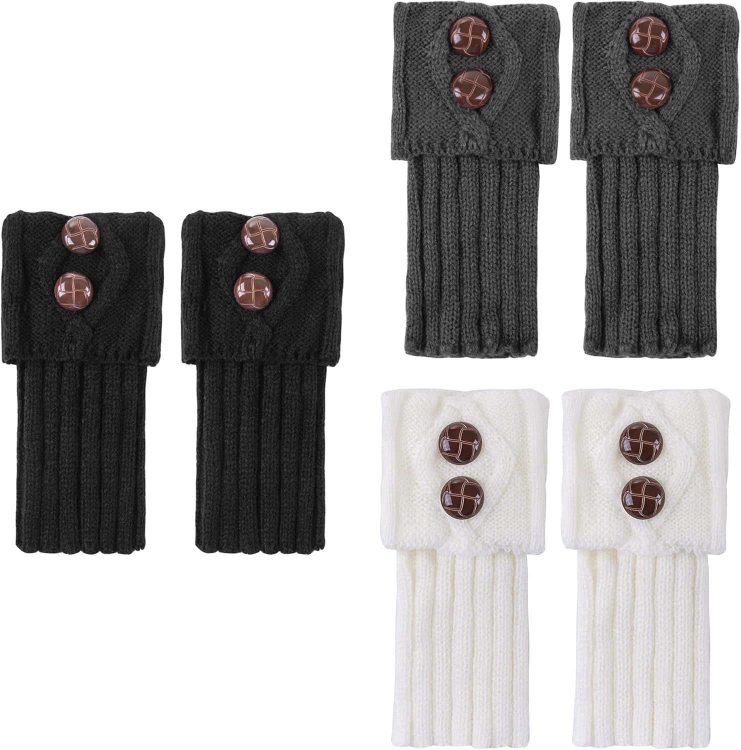 REDESS Women Boot Knit Cuffs,Short Crochet Leg Warmers, Variety of Styles Winter Warm Cuff Socks 3 Pairs