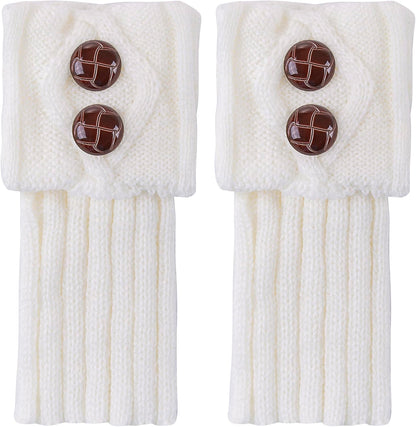 REDESS Women Boot Knit Cuffs,Short Crochet Leg Warmers, Variety of Styles Winter Warm Cuff Socks 3 Pairs